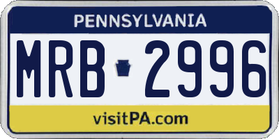 PA license plate MRB2996