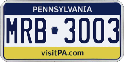 PA license plate MRB3003