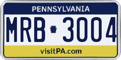 PA license plate MRB3004
