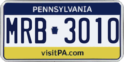 PA license plate MRB3010