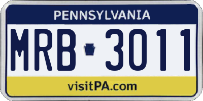 PA license plate MRB3011