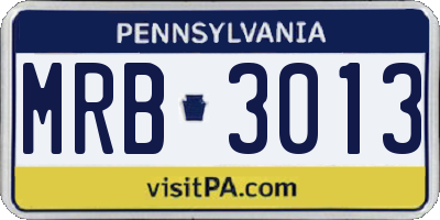 PA license plate MRB3013