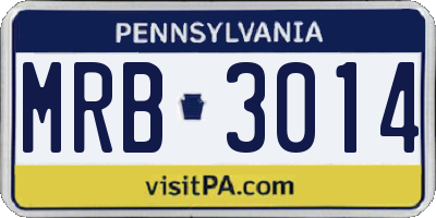 PA license plate MRB3014