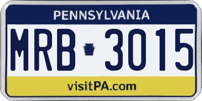 PA license plate MRB3015