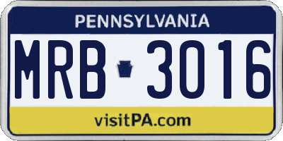 PA license plate MRB3016