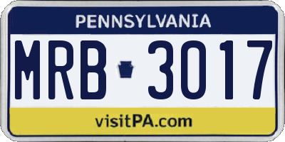 PA license plate MRB3017