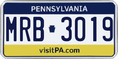 PA license plate MRB3019