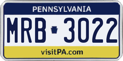 PA license plate MRB3022