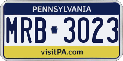 PA license plate MRB3023