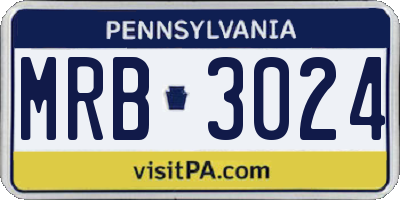 PA license plate MRB3024