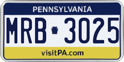 PA license plate MRB3025