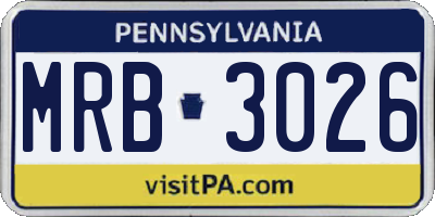 PA license plate MRB3026