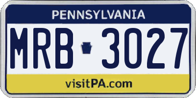 PA license plate MRB3027