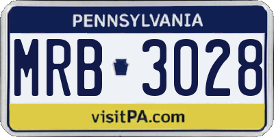 PA license plate MRB3028