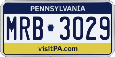 PA license plate MRB3029