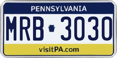 PA license plate MRB3030