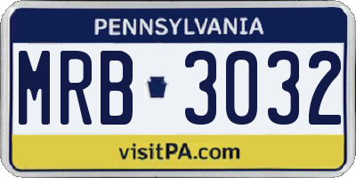 PA license plate MRB3032