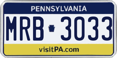PA license plate MRB3033