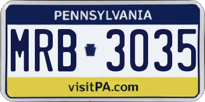 PA license plate MRB3035