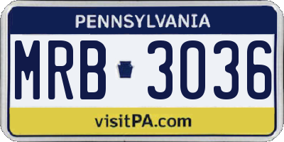 PA license plate MRB3036