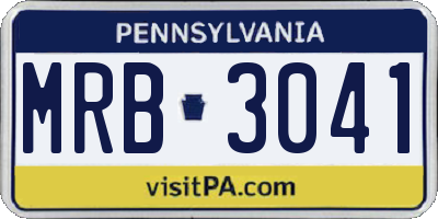 PA license plate MRB3041