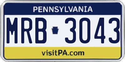 PA license plate MRB3043