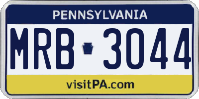 PA license plate MRB3044