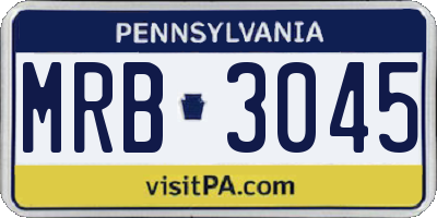 PA license plate MRB3045