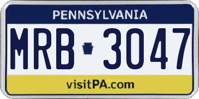 PA license plate MRB3047