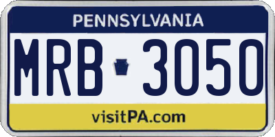 PA license plate MRB3050