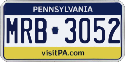PA license plate MRB3052