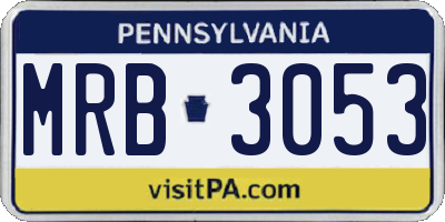 PA license plate MRB3053