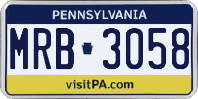 PA license plate MRB3058