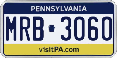 PA license plate MRB3060