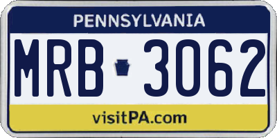 PA license plate MRB3062