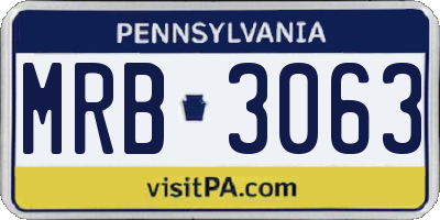 PA license plate MRB3063