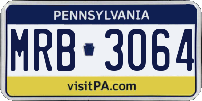 PA license plate MRB3064