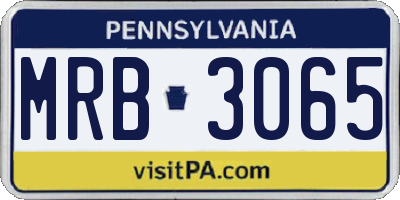 PA license plate MRB3065