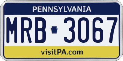 PA license plate MRB3067