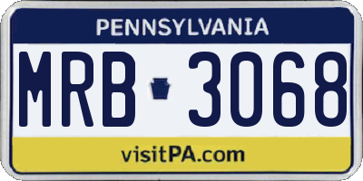 PA license plate MRB3068