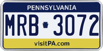 PA license plate MRB3072