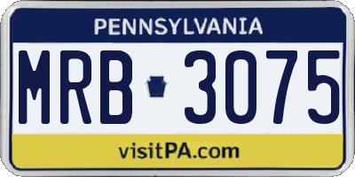 PA license plate MRB3075