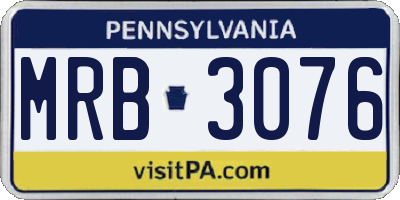 PA license plate MRB3076