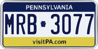 PA license plate MRB3077
