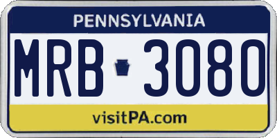 PA license plate MRB3080