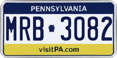 PA license plate MRB3082