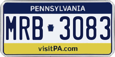 PA license plate MRB3083