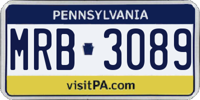 PA license plate MRB3089