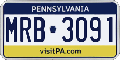 PA license plate MRB3091