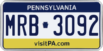 PA license plate MRB3092